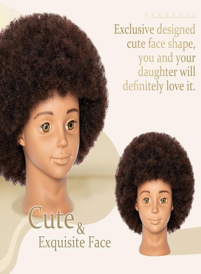 headdoll Mannequin Head Human Hair African Mannequin Head with 100% Human Hair Manikin Doll Head for Hair Styling with Cute appearance and embed Curly Cosmetology Manican Mannequins Heads with Stand - Image 3